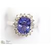 Image 1 : 47) 14K WHITE GOLD BLUE SAPPHIRE AND DIAMOND RING