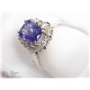 Image 2 : 47) 14K WHITE GOLD BLUE SAPPHIRE AND DIAMOND RING