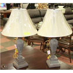 PAIR OF IVORY CRACKLE FINISH SHOWHOME TABLE LAMPS.