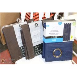 TWO FABRIC SHOWER CURTAINS WITH WINDOW PANEL