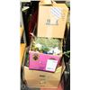 Image 1 : 4 BOXES OF SILK FLOWERS AND DECOR.