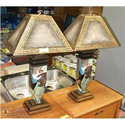 PAIR OF ABSTRACT GOLD LEAF DESIGNER TABLE LAMPS.