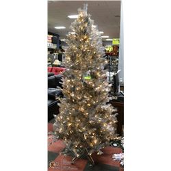 NEW 8' SILVER TINSEL CHRISTMAS TREE WITH REMOTE