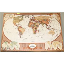 LARGE WORLD MAP PICTURE APPROX. 66"X44"