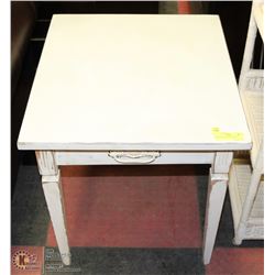 PAINTED WOOD END TABLE.