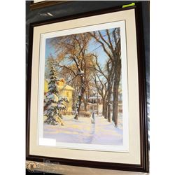 D. JONES SIGNED PRINT 17/450 WITH WOODEN FRAME