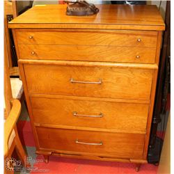 VINTAGE WOOD 4 DRAWER CHEST OF DRAWERS