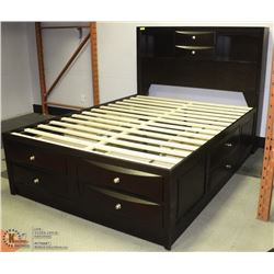 QUEEN SIZE CAPTAIN BED WITH 8 DRAWERS, HEADBOARD