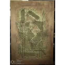 59X40 SIGNED ABSTRACT PAINTING.