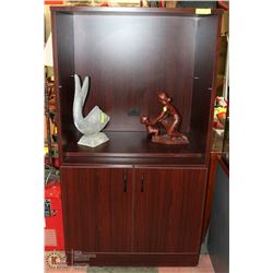 CHERRY WOOD COLOR 2 SHELF 2 DOOR DISPLAY CABINET