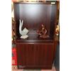 Image 1 : CHERRY WOOD COLOR 2 SHELF 2 DOOR DISPLAY CABINET