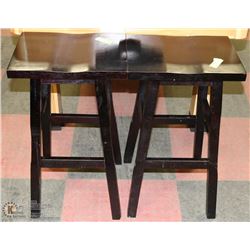 PAIR OF WOOD BAR STOOLS