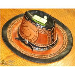 HANDMADE LEATHER HAT FROM MEXICO. ON CHOICE