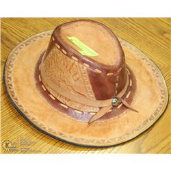 HANDMADE LEATHER HAT FROM MEXICO. ON CHOICE