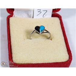 BLUE BLACK HEART RING