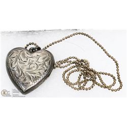 STERLING HEART LOCKET AND NECKLACE
