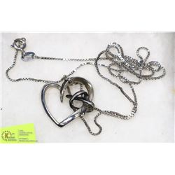 SILVER BOX LINK HEART NECKLACE