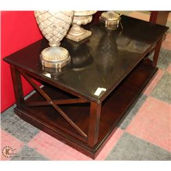 SOLID WOOD COFFEE TABLE WITH CRISS CROSS SIDES