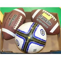 2 CFL FOOTBALLS AND 1 SOCCER BALL