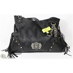 BLACK FRINGED LADIES PURSE