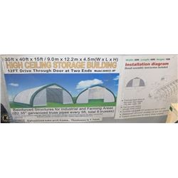 30' X40' X15' PEAK CEILING DOUBLE DOOR STORAGE