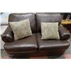 Image 2 : NEW BROWN NAILHEAD LEATHERETTE SOFA  AND LOVESEAT