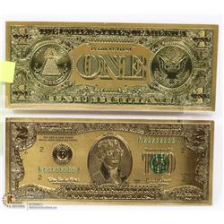 PAIR OF U.S. GOLD FOIL BILLS