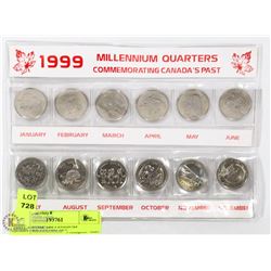 1999 CANADA MILLENNIUM QUARTERS 12 COIN SET.