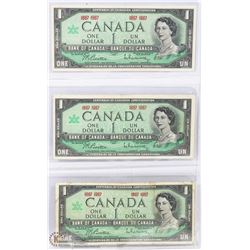 SET OF 3 - 1967 CANADIAN DOLLAR BILLS
