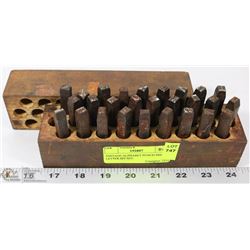 VINTAGE ALPHABET PUNCH PRESS LETTER BIT SET.
