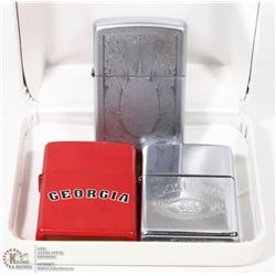 3 ZIPPO LIGHTERS INCL. JACK DANIELS AND MORE
