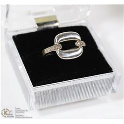 LADIES STERLING SILVER WITH 6 DIAMONDS SIZE 7