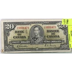 1937 CANADIAN $20.00 BILL.