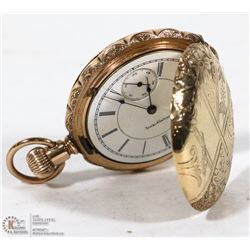 HAMPDEN 6 SIZE 7 JEWEL POCKET WATCH DATES TO 1896.