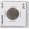 Image 1 : 1910 CANADIAN 25 CENTS COIN.