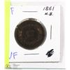 Image 1 : 1861 NEW BRUNSWICK LARGE ONE CENT.
