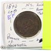 Image 1 : 1840 PROVINCE OF NOVA SCOTIA HALF PENNY TOKEN.