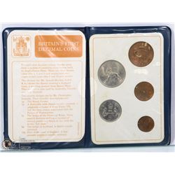 BRITAIN'S FIRST DECIMAL COINS PRESENTATION SET.