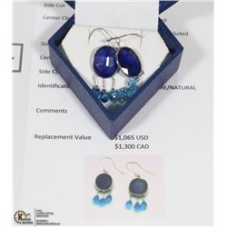 14KT WHITE GOLD SAPPHIRE/TOPAZ EARRINGS W/ COA