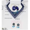 Image 1 : 14KT WHITE GOLD SAPPHIRE/TOPAZ EARRINGS W/ COA