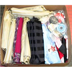 LARGE BOX OF FABRIC & SEWING SUPPLIES -