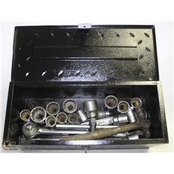 CHECKERED PLATED TOOL BOX WITH CONTENTS INCL