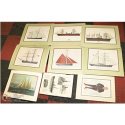 10 VINTAGE SHIP PRINTS.