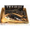 Image 1 : FLAT OF HAND CARVED AFRICAN DECOR, WOOD SPOONS,
