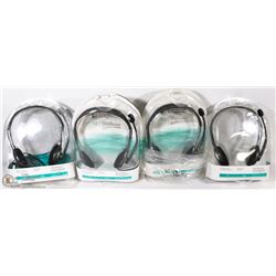 4 NEW LOGITECH HEADPHONE/MIC SETS.