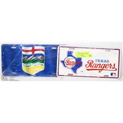 ALBERTA & TEXAS RANGERS COLLECTOR LICENSE PLATES.