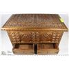 Image 1 : VINTAGE HAND CARVED WOOD CHEST W/ 2 DRAWERS &