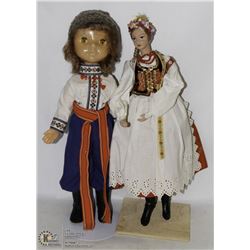 ESTATE LOT OF 2 UKRAINIAN DOLLS WITH STANDS