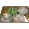 Image 1 : 6) ASSORTMENT OF 33 PIE PLATES, GLASS CHAIR GREEN.