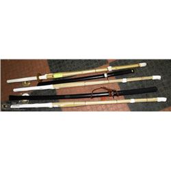 LOT OF 5 WOOD KENDO STICKS TRAINING SWORDS